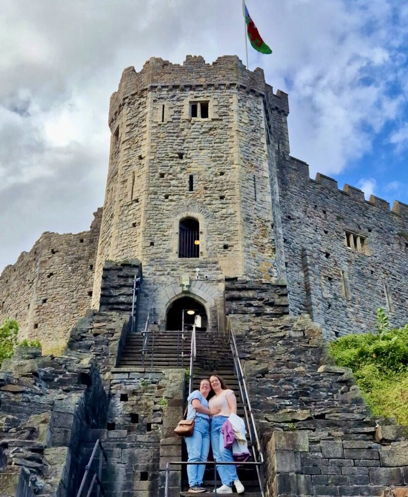 Jennifer at Cardiff Castle with her wife.